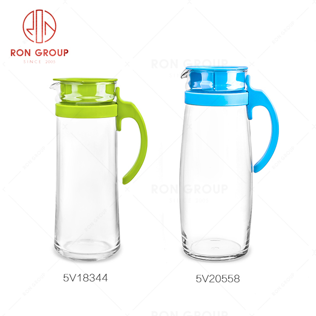 Modern style dustproof beautiful restaurant kettle hotel dinner service glass water bottle with lid