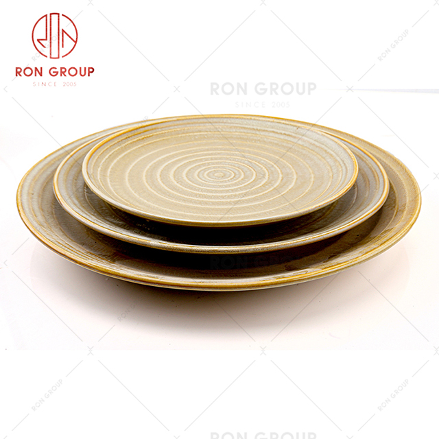 Elegant style hotel creative design tableware Japanese restaurant ripple shadow round plate