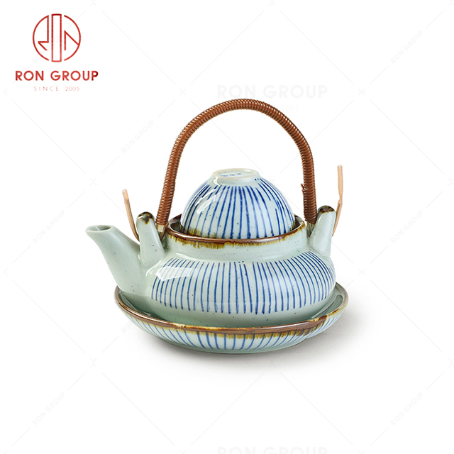 Green material high quality ceramic restaurant tableware matching teapot